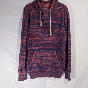 red blue striped hoodie